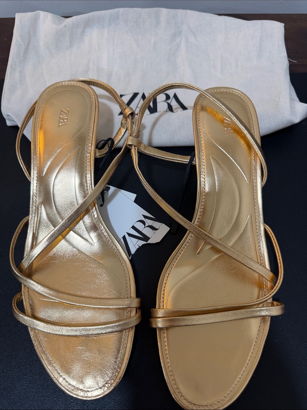 ZARA Metallic Gold Strappy Women's Sandals